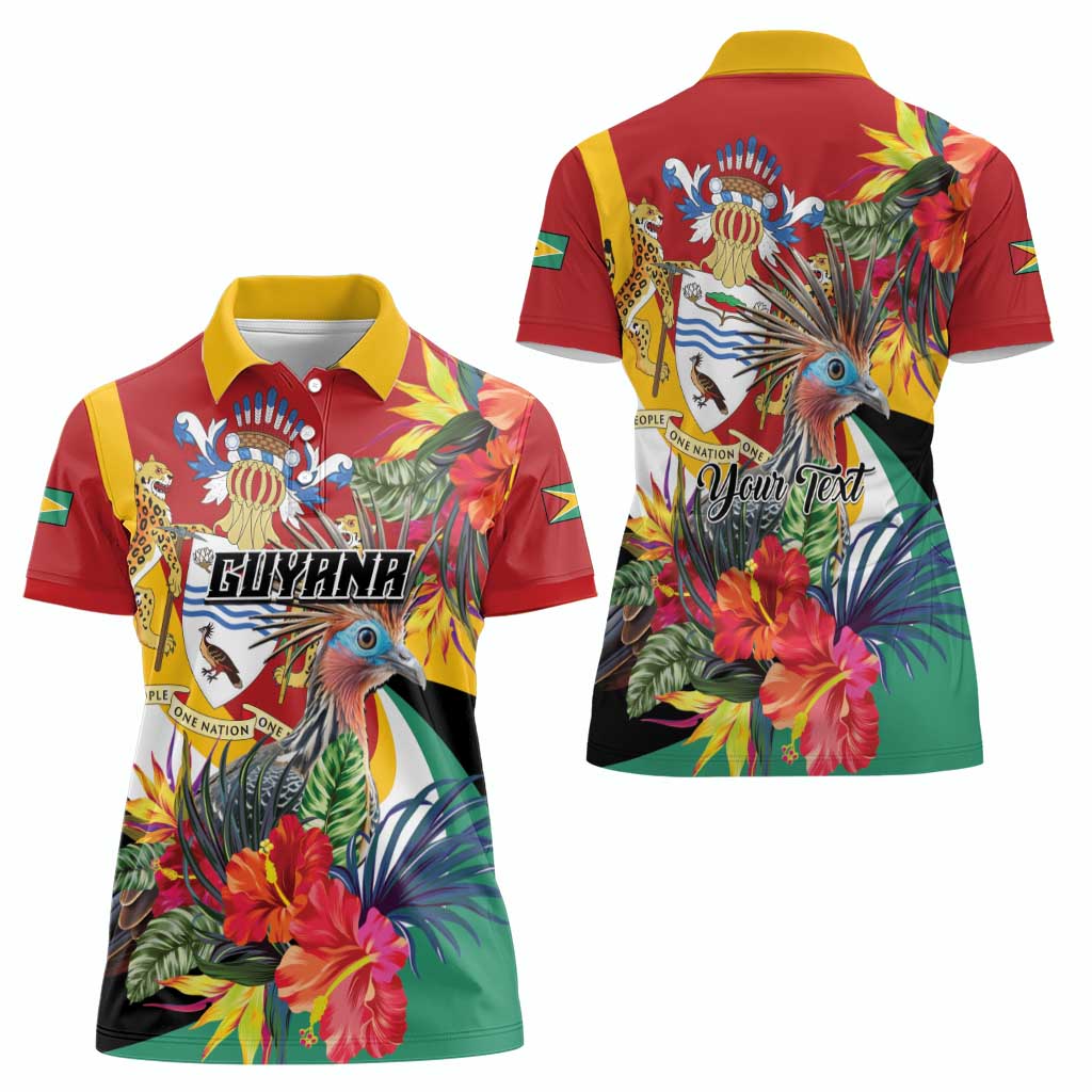 Personalized Guyana Canje Pheasant Women Polo Shirt Tropical Flowers - Wonder Print Shop