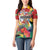Personalized Guyana Canje Pheasant Women Polo Shirt Tropical Flowers - Wonder Print Shop