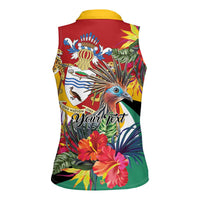 Personalized Guyana Canje Pheasant Women Sleeveless Polo Shirt Tropical Flowers - Wonder Print Shop