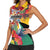 Personalized Guyana Canje Pheasant Women Sleeveless Polo Shirt Tropical Flowers - Wonder Print Shop