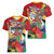 Personalized Guyana Canje Pheasant Women V-Neck T-Shirt Tropical Flowers - Wonder Print Shop