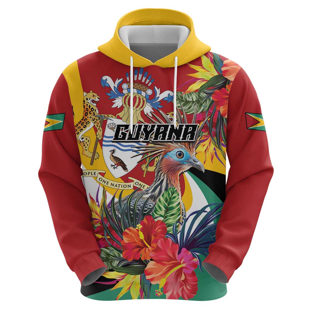 Personalized Guyana Canje Pheasant Zip Hoodie Tropical Flowers - Wonder Print Shop