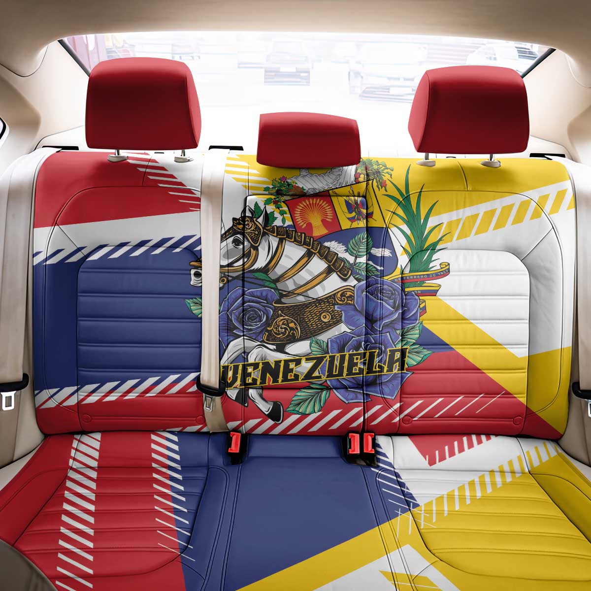 Venezuela White Horse Back Car Seat Cover Veneziola Flag Colors - Wonder Print Shop