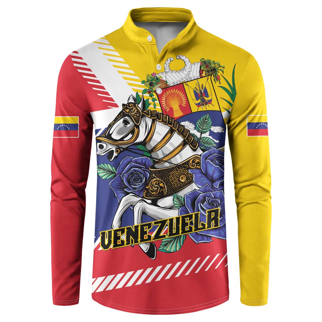 Personalized Venezuela White Horse Button Sweatshirt Veneziola Flag Colors - Wonder Print Shop