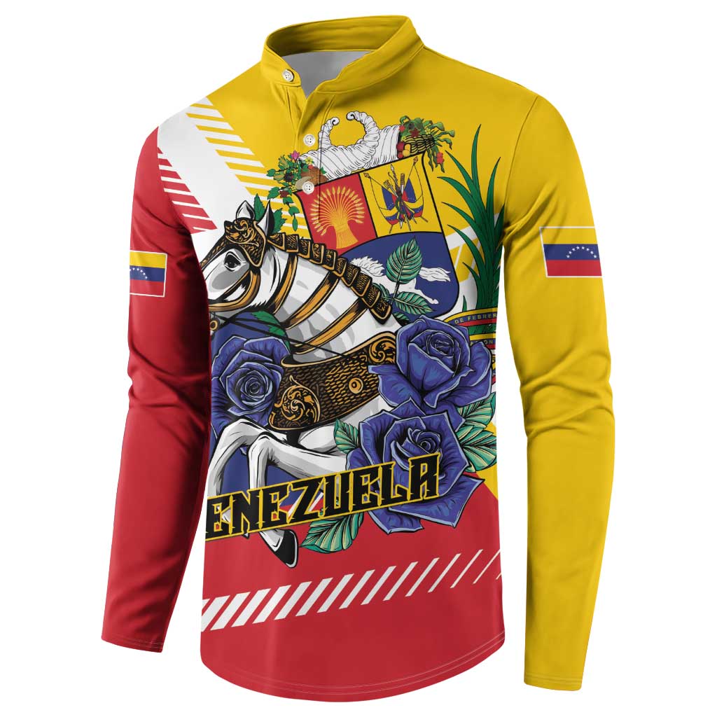 Personalized Venezuela White Horse Button Sweatshirt Veneziola Flag Colors - Wonder Print Shop