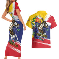 Personalized Venezuela White Horse Couples Matching Short Sleeve Bodycon Dress and Hawaiian Shirt Veneziola Flag Colors - Wonder Print Shop