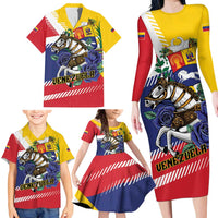 Personalized Venezuela White Horse Family Matching Long Sleeve Bodycon Dress and Hawaiian Shirt Veneziola Flag Colors - Wonder Print Shop