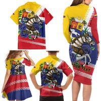 Personalized Venezuela White Horse Family Matching Long Sleeve Bodycon Dress and Hawaiian Shirt Veneziola Flag Colors - Wonder Print Shop