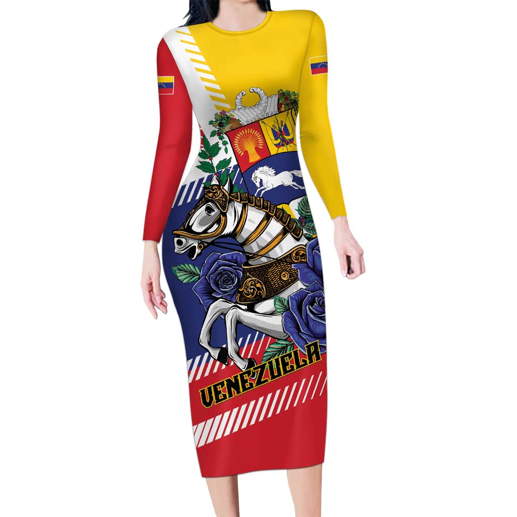 Personalized Venezuela White Horse Family Matching Long Sleeve Bodycon Dress and Hawaiian Shirt Veneziola Flag Colors - Wonder Print Shop