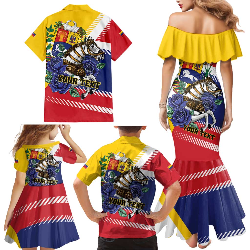 Personalized Venezuela White Horse Family Matching Mermaid Dress and Hawaiian Shirt Veneziola Flag Colors - Wonder Print Shop