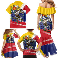 Personalized Venezuela White Horse Family Matching Mermaid Dress and Hawaiian Shirt Veneziola Flag Colors - Wonder Print Shop