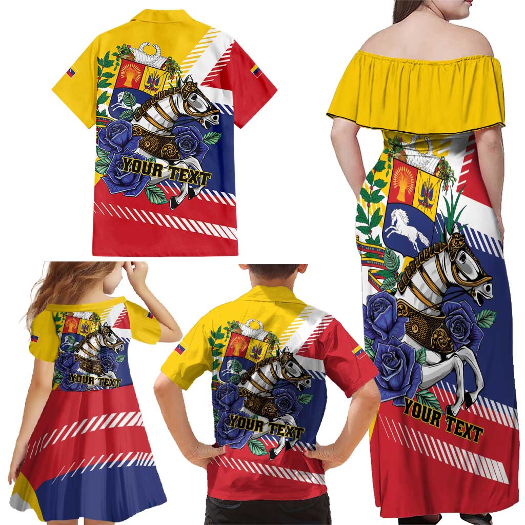 Personalized Venezuela White Horse Family Matching Off Shoulder Maxi Dress and Hawaiian Shirt Veneziola Flag Colors - Wonder Print Shop