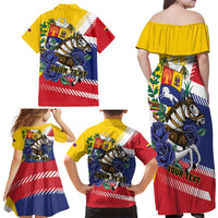 Personalized Venezuela White Horse Family Matching Off Shoulder Maxi Dress and Hawaiian Shirt Veneziola Flag Colors - Wonder Print Shop
