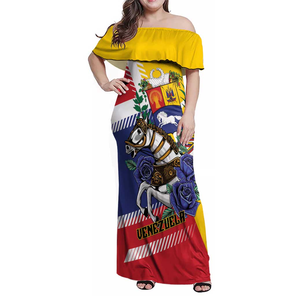 Personalized Venezuela White Horse Family Matching Off Shoulder Maxi Dress and Hawaiian Shirt Veneziola Flag Colors - Wonder Print Shop