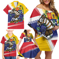 Personalized Venezuela White Horse Family Matching Off Shoulder Short Dress and Hawaiian Shirt Veneziola Flag Colors - Wonder Print Shop
