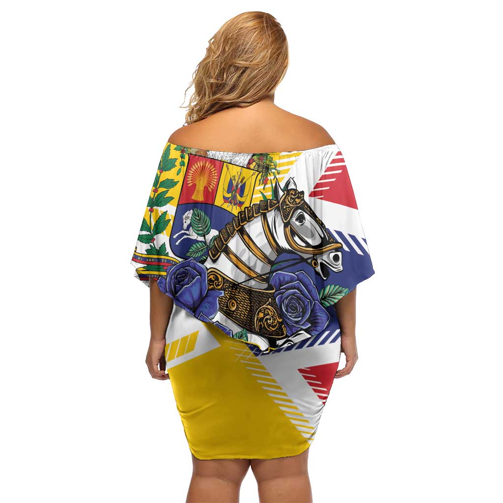 Personalized Venezuela White Horse Family Matching Off Shoulder Short Dress and Hawaiian Shirt Veneziola Flag Colors - Wonder Print Shop