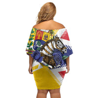 Personalized Venezuela White Horse Family Matching Off Shoulder Short Dress and Hawaiian Shirt Veneziola Flag Colors - Wonder Print Shop