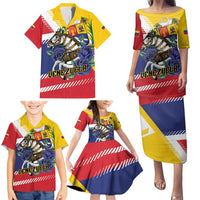 Personalized Venezuela White Horse Family Matching Puletasi and Hawaiian Shirt Veneziola Flag Colors - Wonder Print Shop