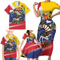 Personalized Venezuela White Horse Family Matching Short Sleeve Bodycon Dress and Hawaiian Shirt Veneziola Flag Colors - Wonder Print Shop