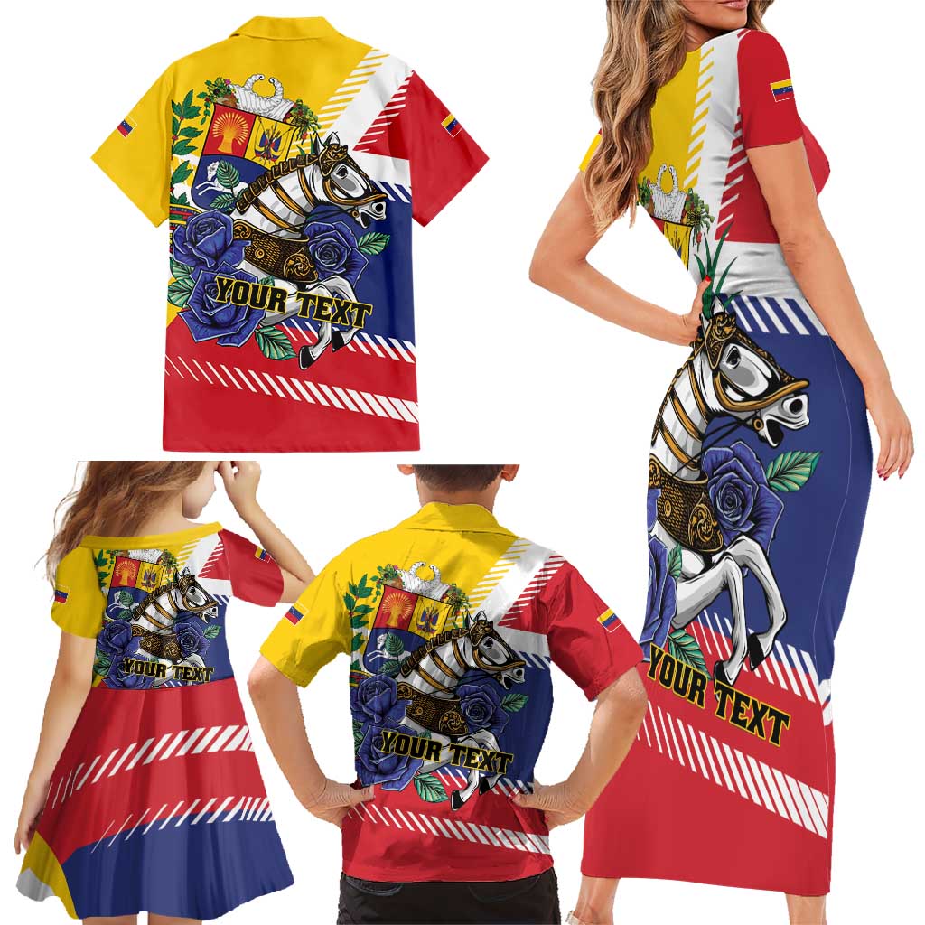 Personalized Venezuela White Horse Family Matching Short Sleeve Bodycon Dress and Hawaiian Shirt Veneziola Flag Colors - Wonder Print Shop