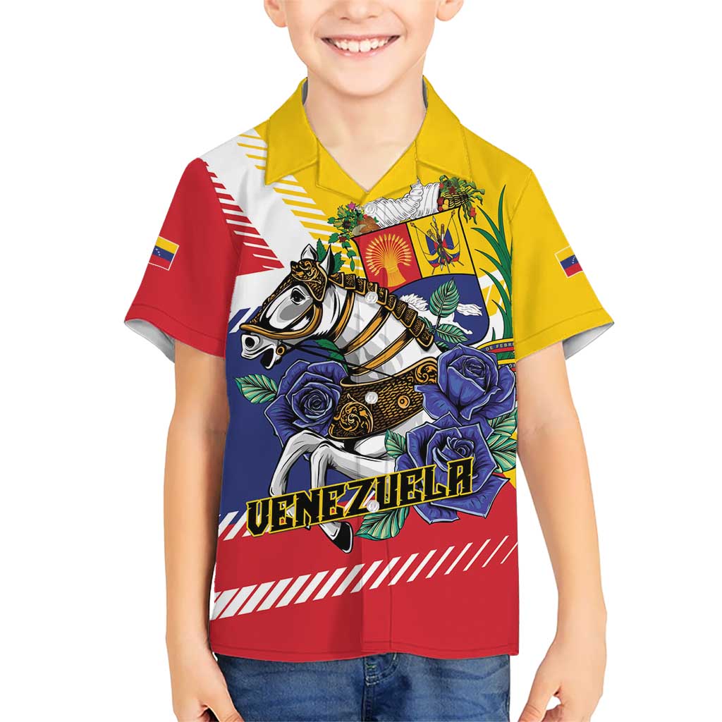 Personalized Venezuela White Horse Kid Hawaiian Shirt Veneziola Flag Colors - Wonder Print Shop