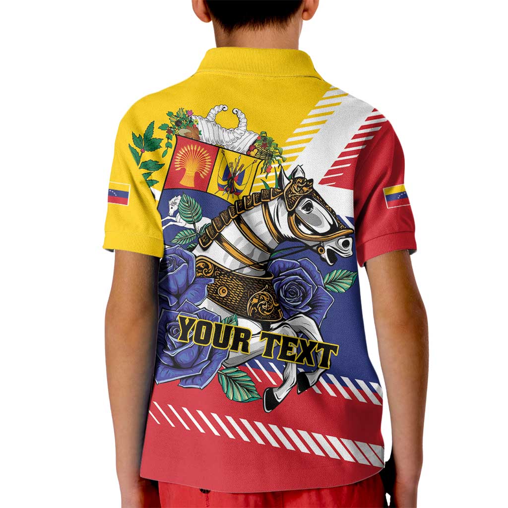 Personalized Venezuela White Horse Kid Polo Shirt Veneziola Flag Colors - Wonder Print Shop