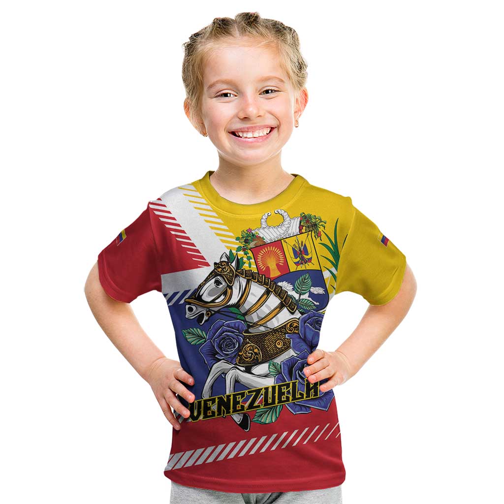 Personalized Venezuela White Horse Kid T Shirt Veneziola Flag Colors - Wonder Print Shop
