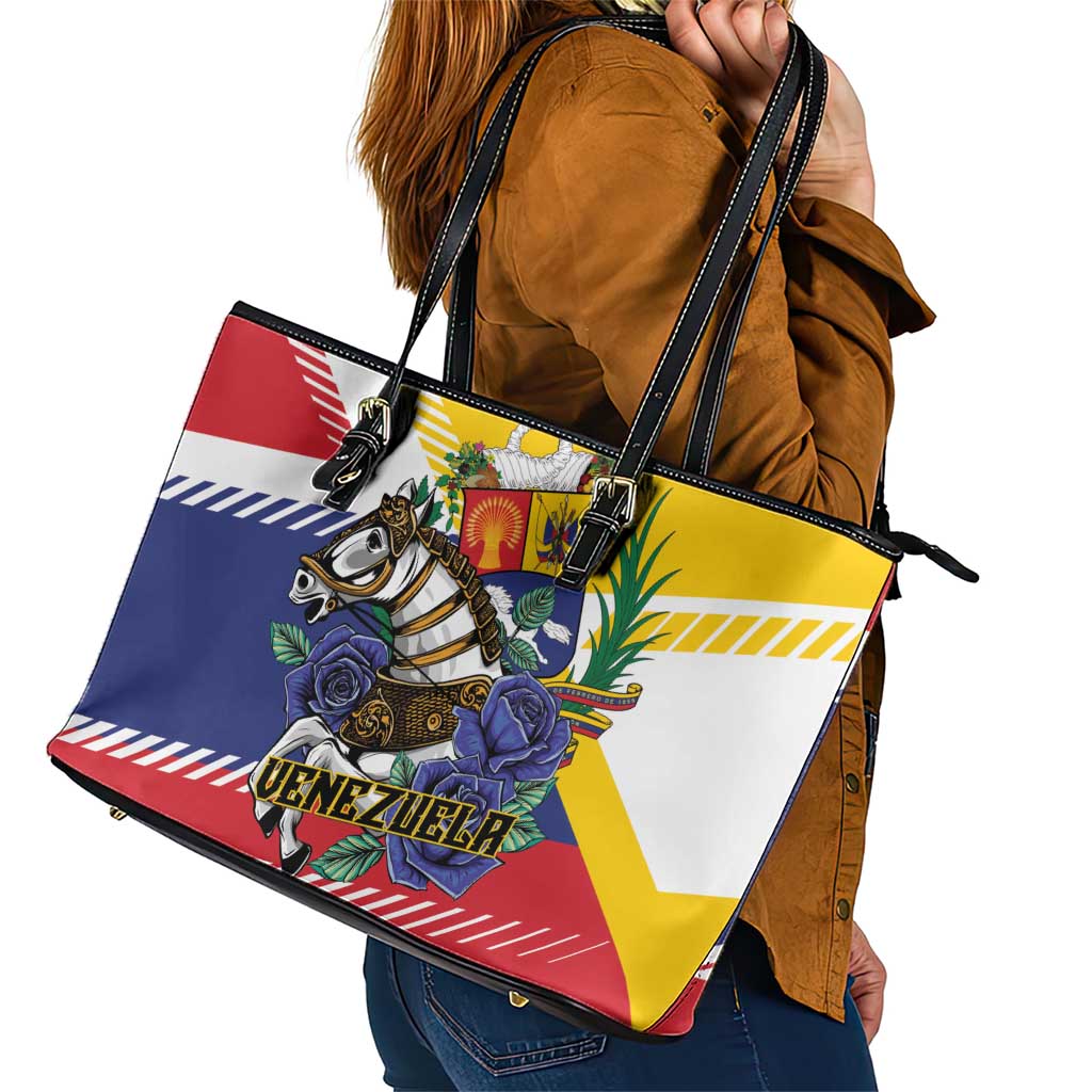 Venezuela White Horse Leather Tote Bag Veneziola Flag Colors - Wonder Print Shop