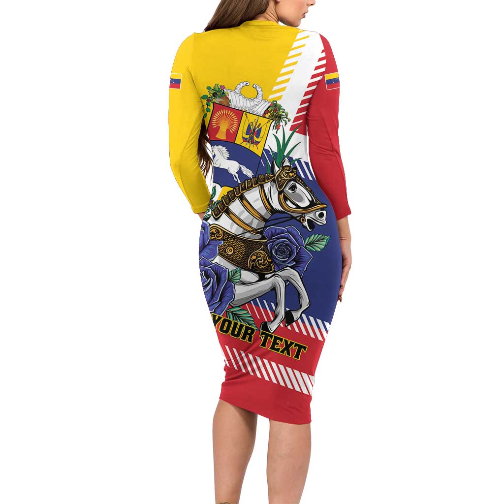 Personalized Venezuela White Horse Long Sleeve Bodycon Dress Veneziola Flag Colors - Wonder Print Shop