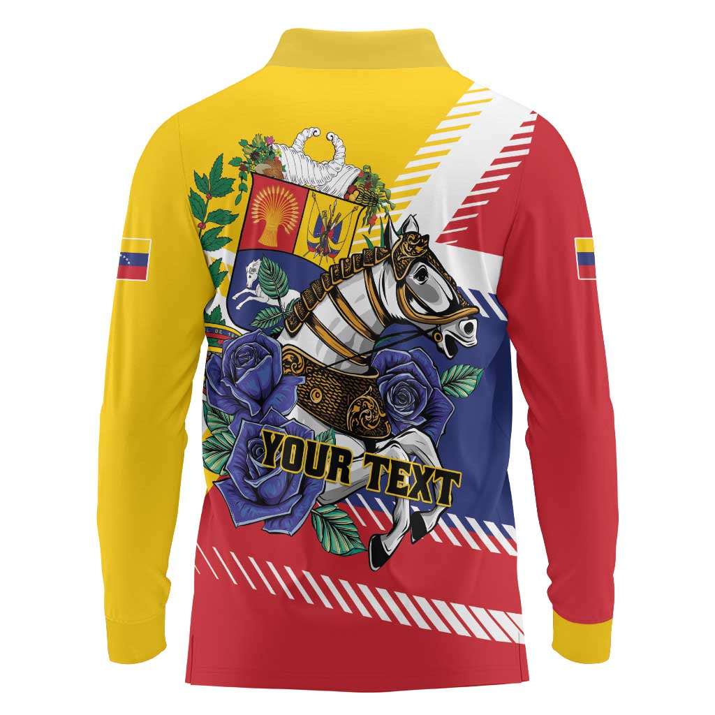 Personalized Venezuela White Horse Long Sleeve Polo Shirt Veneziola Flag Colors - Wonder Print Shop
