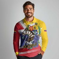 Personalized Venezuela White Horse Long Sleeve Polo Shirt Veneziola Flag Colors - Wonder Print Shop