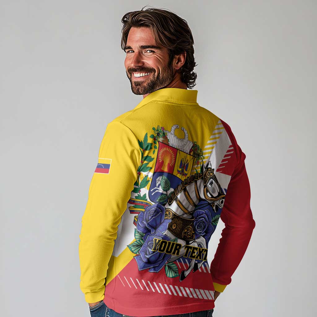 Personalized Venezuela White Horse Long Sleeve Polo Shirt Veneziola Flag Colors - Wonder Print Shop