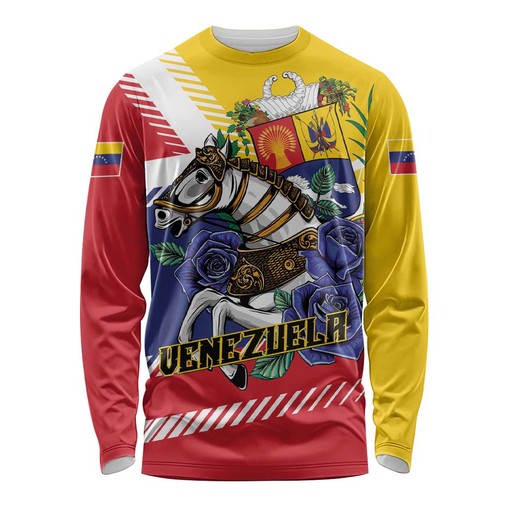 Personalized Venezuela White Horse Long Sleeve Shirt Veneziola Flag Colors - Wonder Print Shop