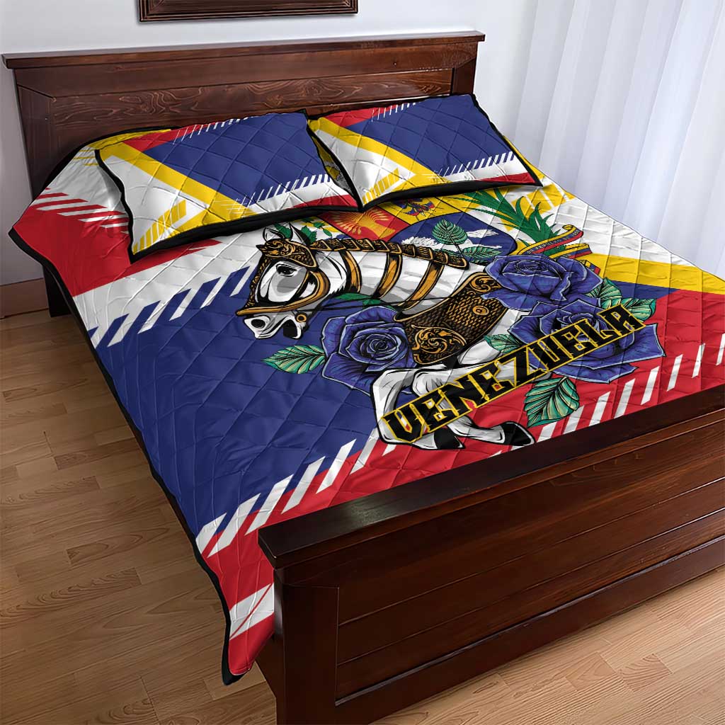 Venezuela White Horse Quilt Bed Set Veneziola Flag Colors - Wonder Print Shop