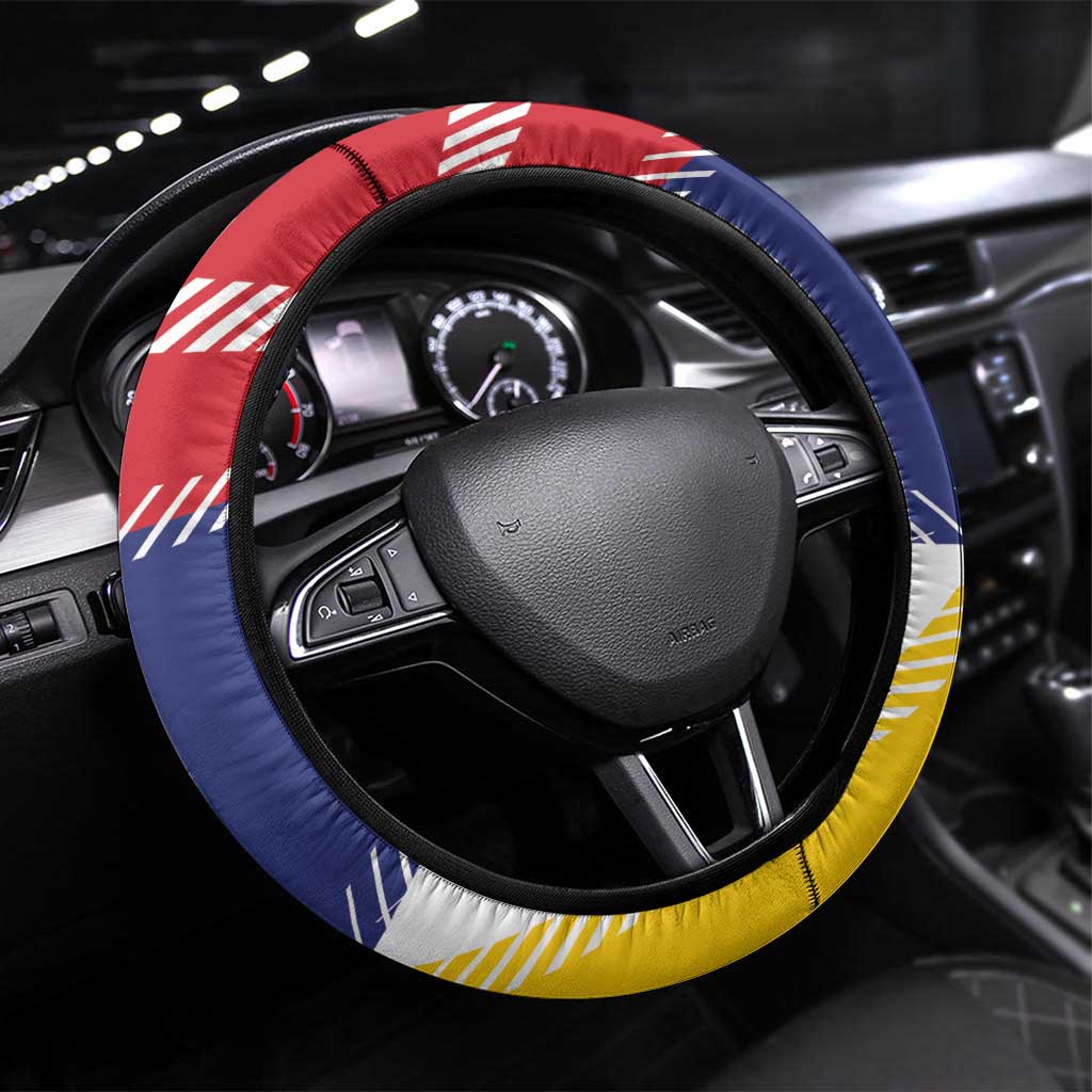 Venezuela White Horse Steering Wheel Cover Veneziola Flag Colors - Wonder Print Shop