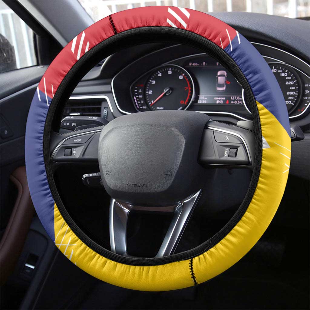 Venezuela White Horse Steering Wheel Cover Veneziola Flag Colors - Wonder Print Shop