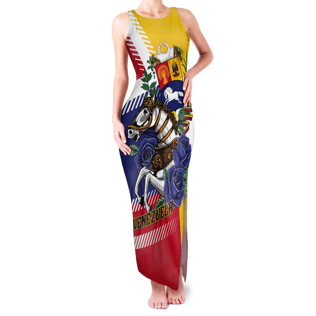 Personalized Venezuela White Horse Tank Maxi Dress Veneziola Flag Colors - Wonder Print Shop
