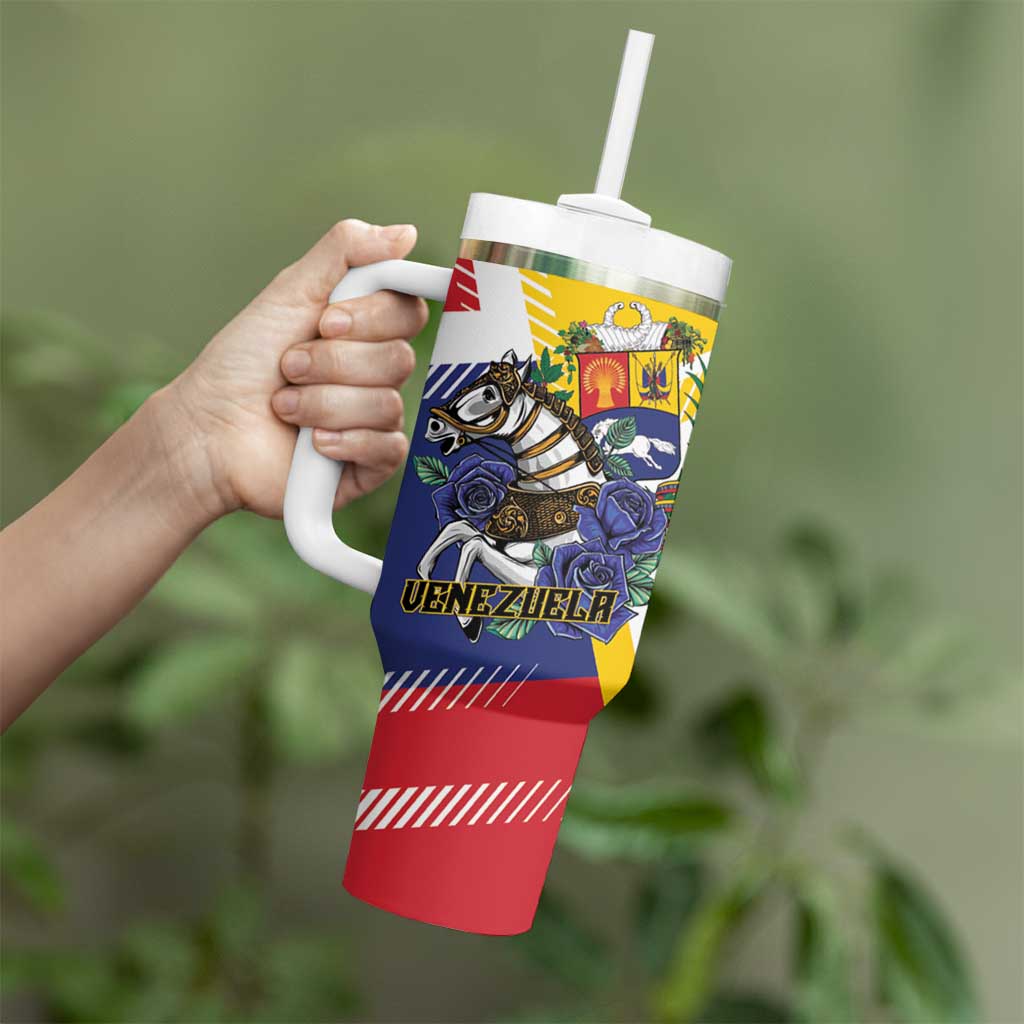 Personalized Venezuela White Horse Tumbler With Handle Veneziola Flag Colors - Wonder Print Shop
