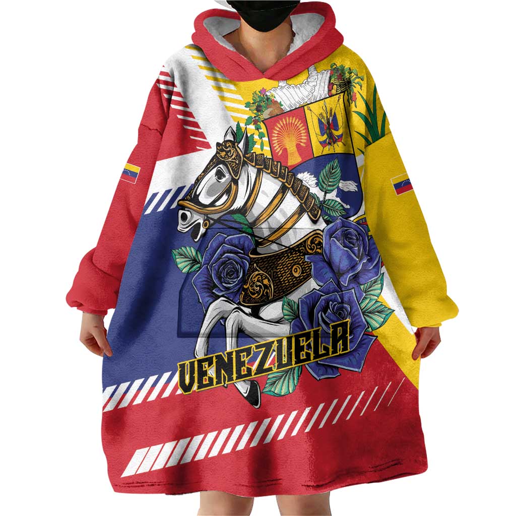 Personalized Venezuela White Horse Wearable Blanket Hoodie Veneziola Flag Colors - Wonder Print Shop