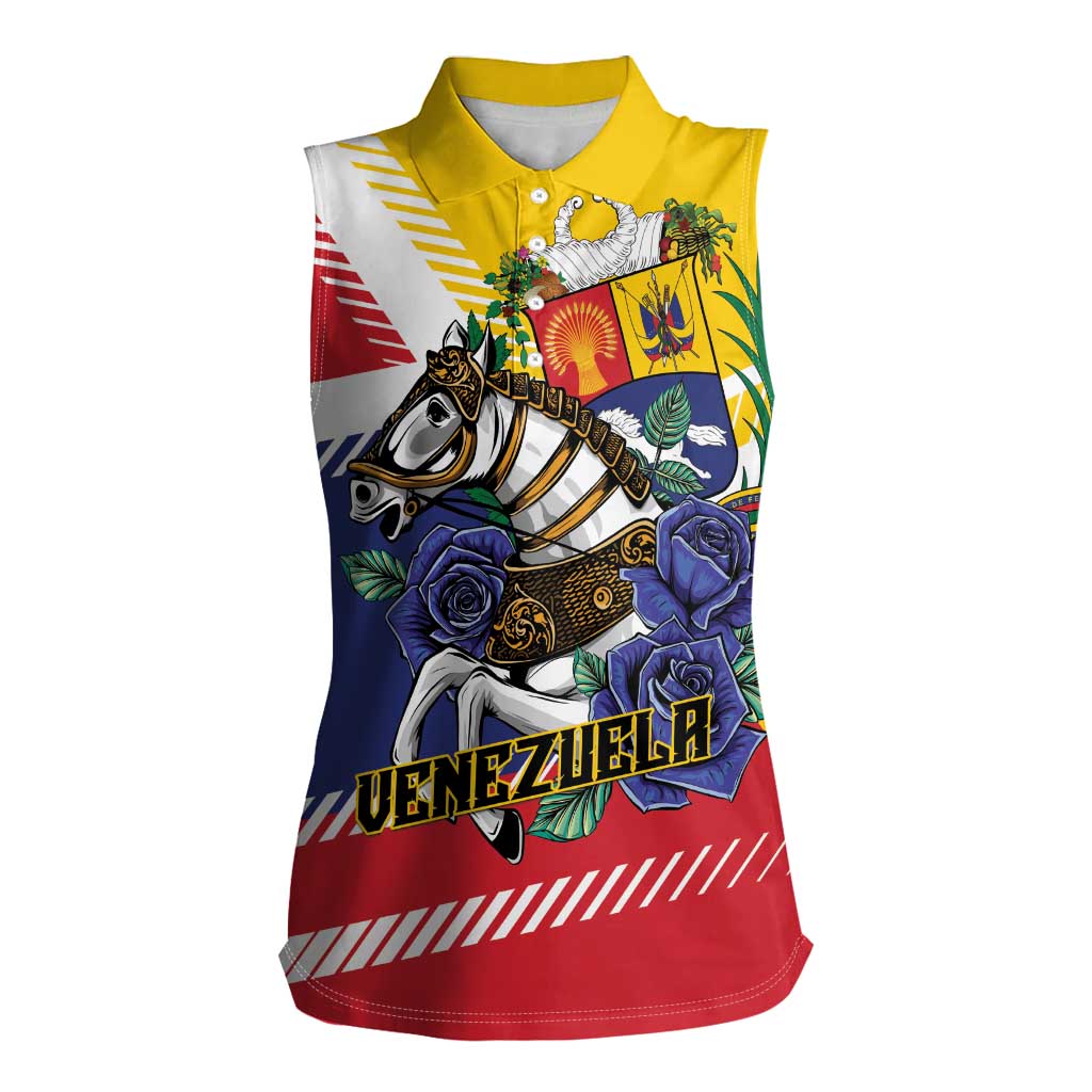 Personalized Venezuela White Horse Women Sleeveless Polo Shirt Veneziola Flag Colors - Wonder Print Shop