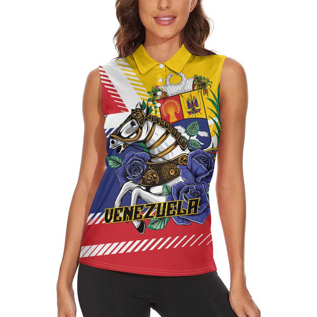 Personalized Venezuela White Horse Women Sleeveless Polo Shirt Veneziola Flag Colors - Wonder Print Shop