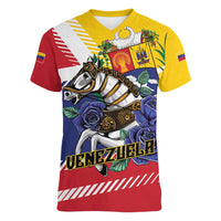 Personalized Venezuela White Horse Women V-Neck T-Shirt Veneziola Flag Colors - Wonder Print Shop
