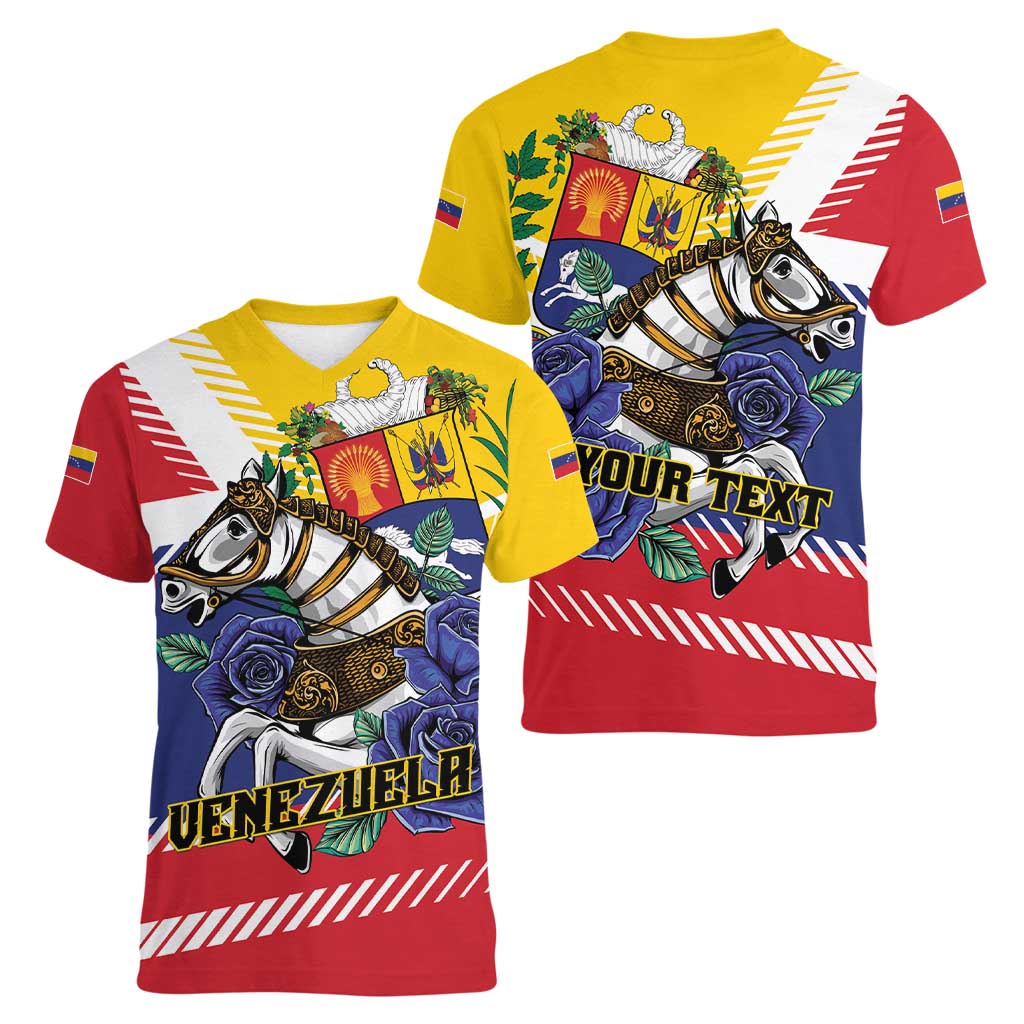 Personalized Venezuela White Horse Women V-Neck T-Shirt Veneziola Flag Colors - Wonder Print Shop