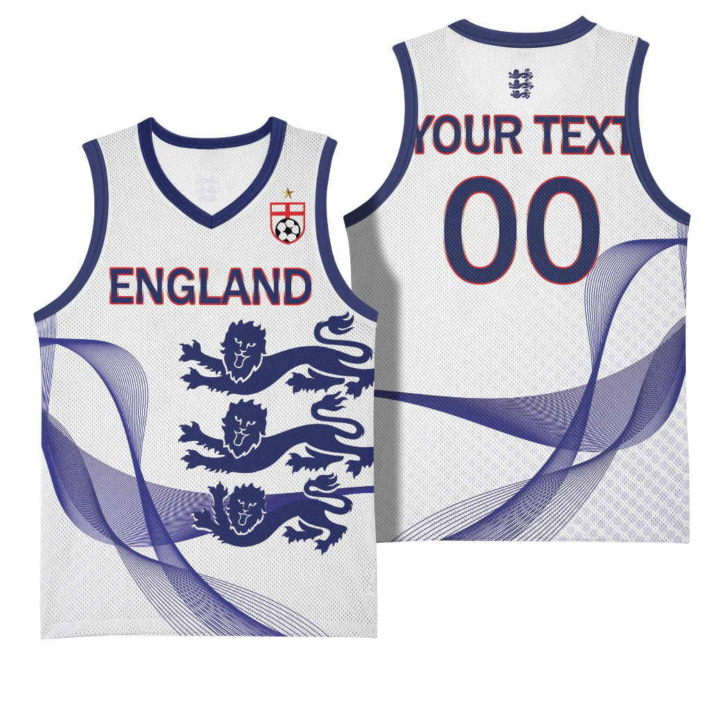 Custom England 2026 World Football Basketball Jersey Three Lions Go Champions