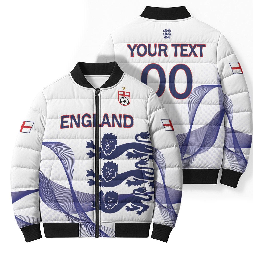 Custom England 2026 World Football Bomber Puffer Jacket Three Lions Go Champions