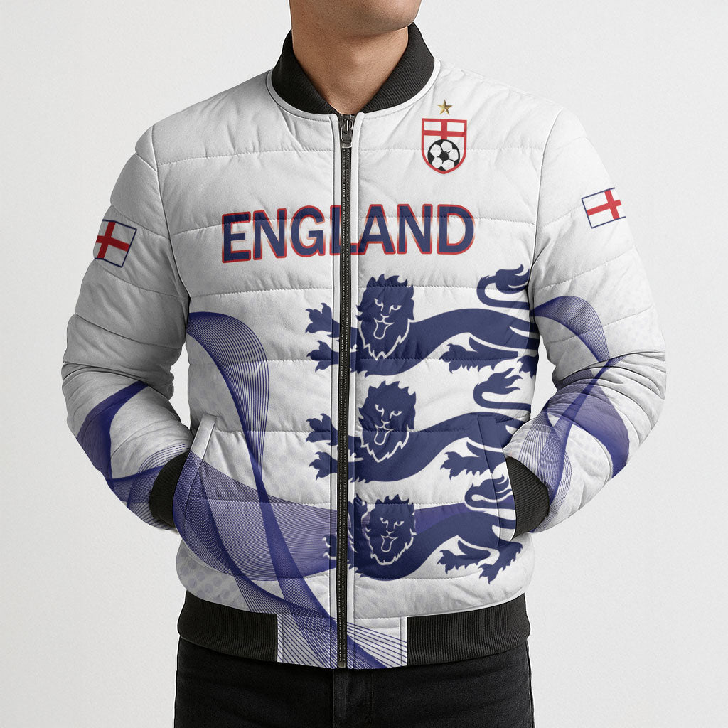 Custom England 2026 World Football Bomber Puffer Jacket Three Lions Go Champions