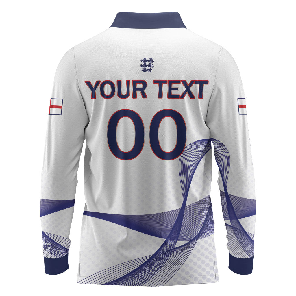 Custom England 2026 World Football Long Sleeve Polo Shirt Three Lions Go Champions