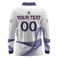 Custom England 2026 World Football Long Sleeve Polo Shirt Three Lions Go Champions