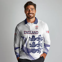 Custom England 2026 World Football Long Sleeve Polo Shirt Three Lions Go Champions
