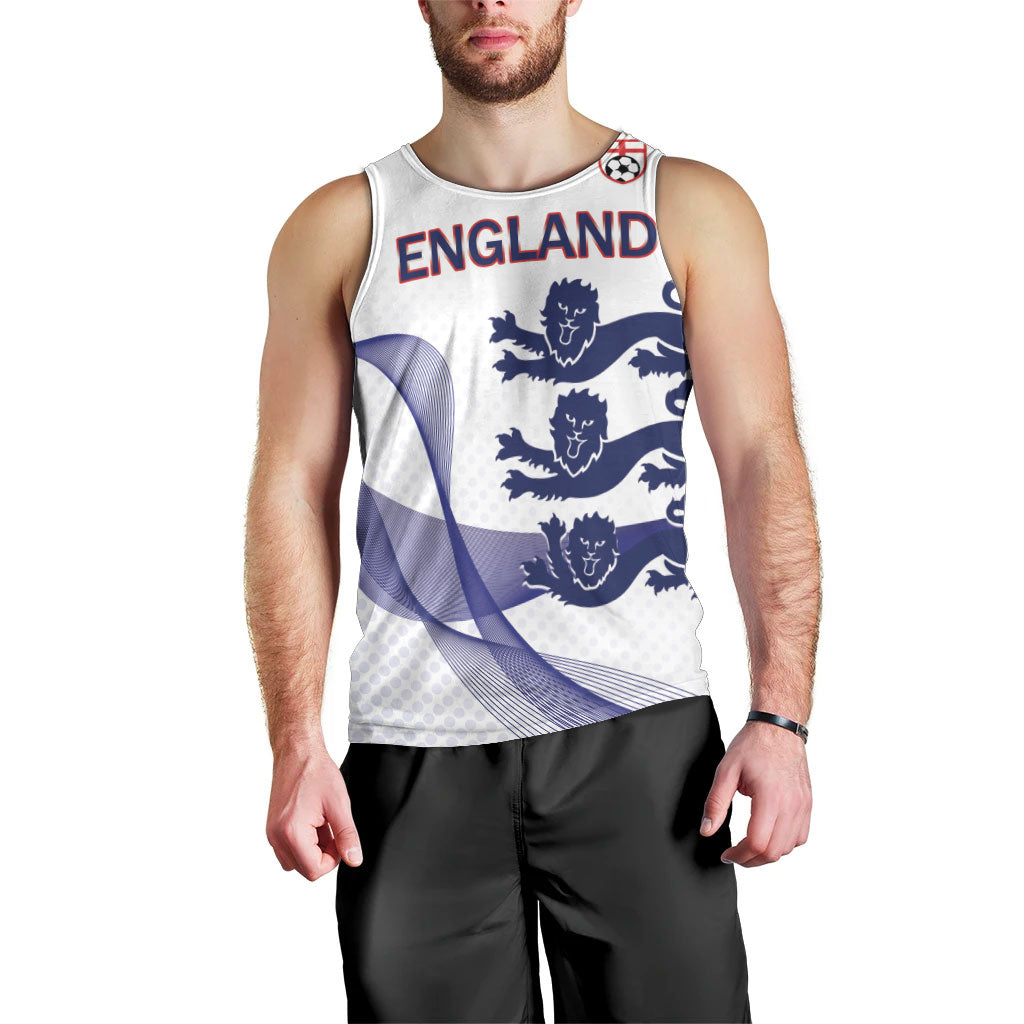 Custom England 2026 World Football Men Tank Top Three Lions Go Champions